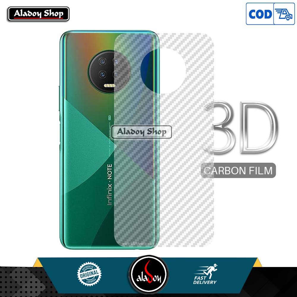Garskin Carbon Infinix Note 7 Premium Back Screen Protector Antigores Belakang HP Transparent