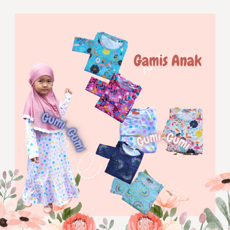 Gamis Anak Rempel Bawah dan Kerudung  usia 1-5 tahun