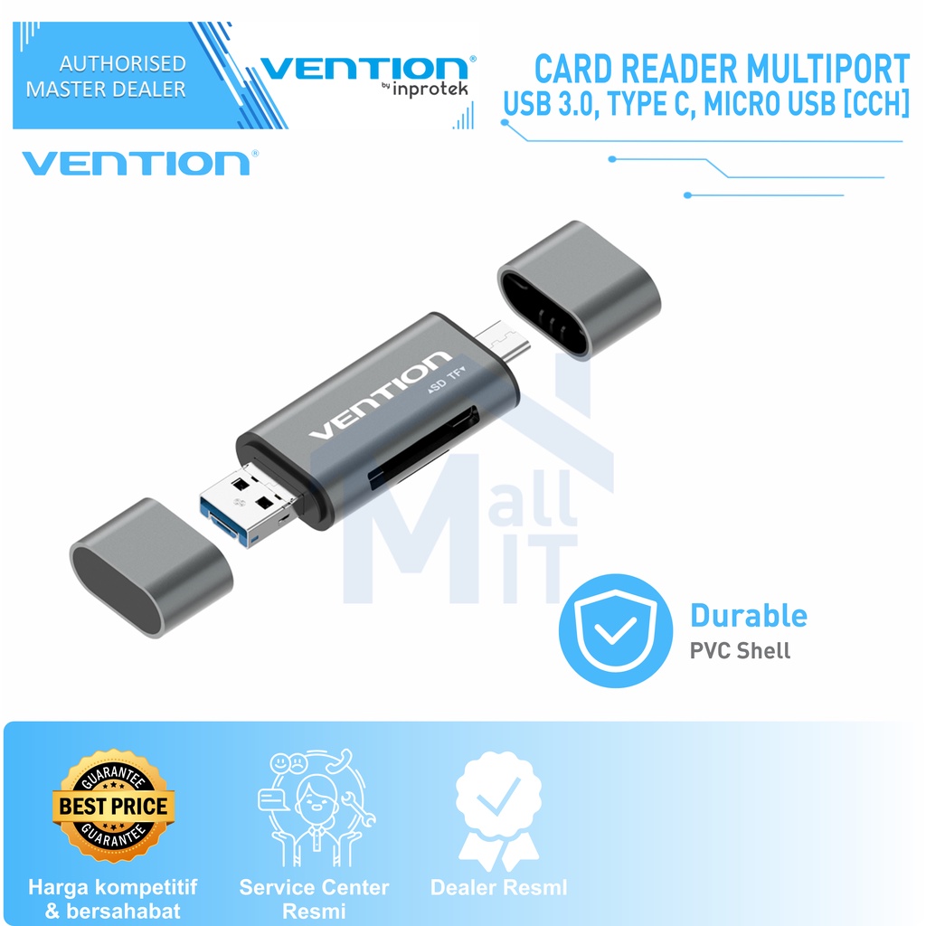 ( Bisa Cod ) Vention Card Reader USB A 3.0 2.0 Type C Micro SD Card OTG CCH CCJ ORI