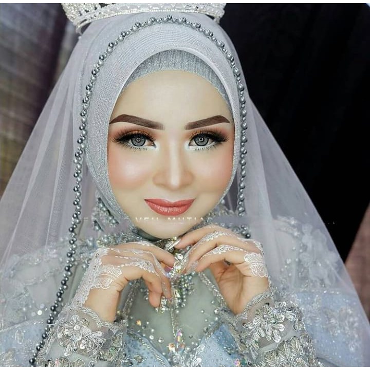 Veil Hijab Pengantin wanita Mutiara/veil pengantin wanita/selendang akad muslimah