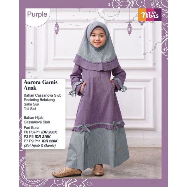 Sale Set Gamis Anak + Hijab Nibras Sarimbit Aurora