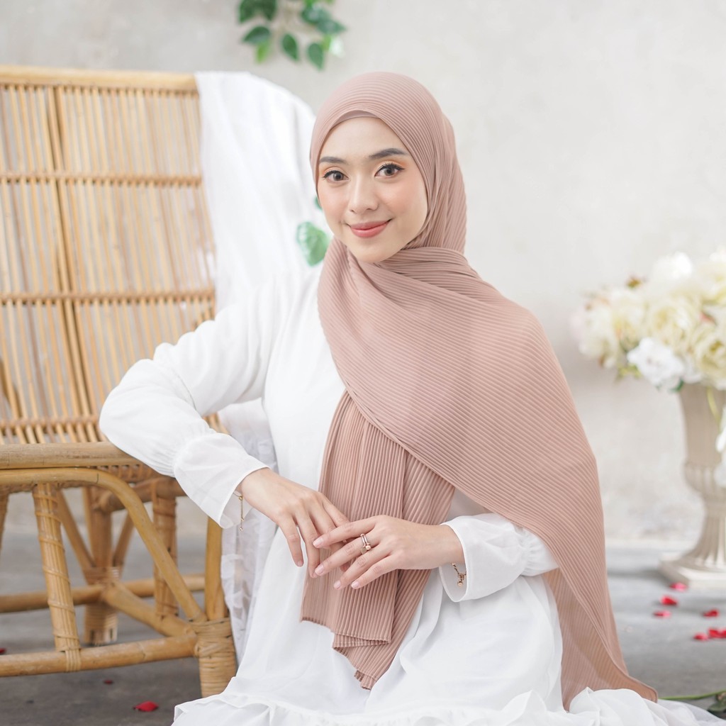 Alny Hijab - Pashmina Plisket Full Diamond Crepe/ Pasmina lidi full pleated phasmina shawl