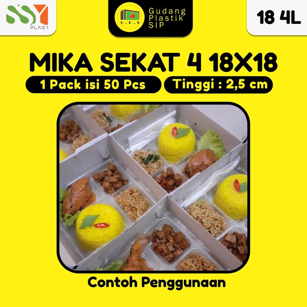 Mika Dus Nasi Sekat 4 Bening UK 18x18 Isi 50pc