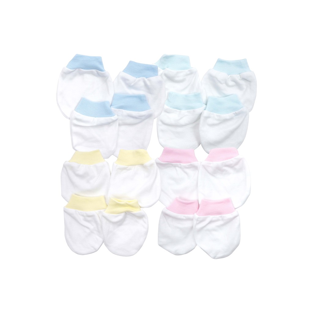 FLUFFY Sarung Tangan dan Kaos  Kaki  Putih Bayi Rib  Newborn 