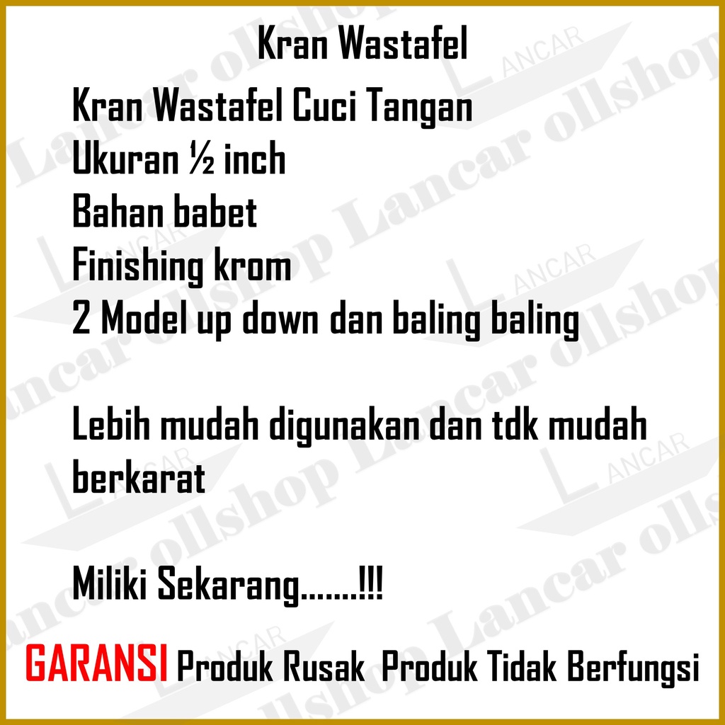 Kran Wastafel Cuci Tangan Up Down / kran air wastafel babet ankat 1/2 inch