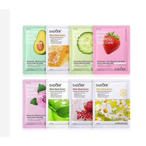 SADOER Facial Sheet Mask Masker Wajah Botany and Fruits Skin Care Plant Mask Series