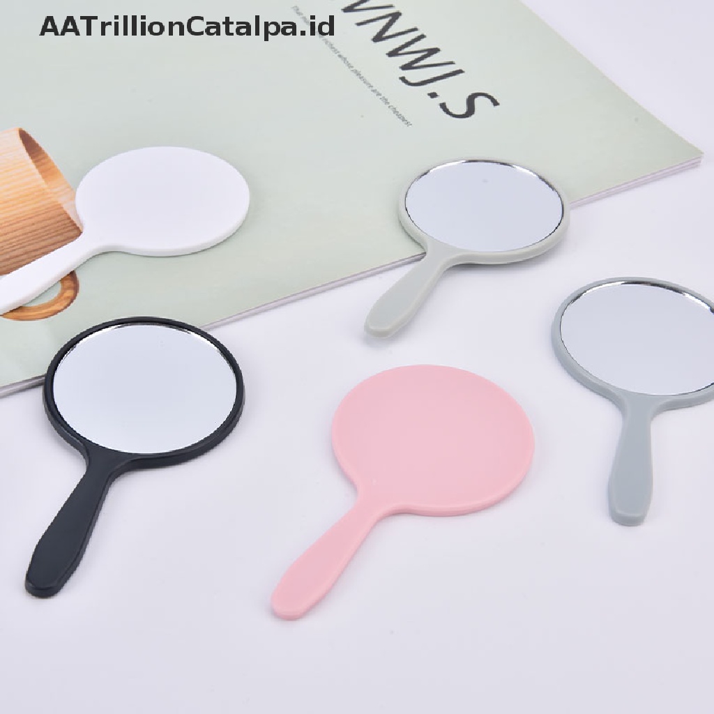 (AATrillionCatalpa) Cermin Makeup Bulat Dengan Gagang