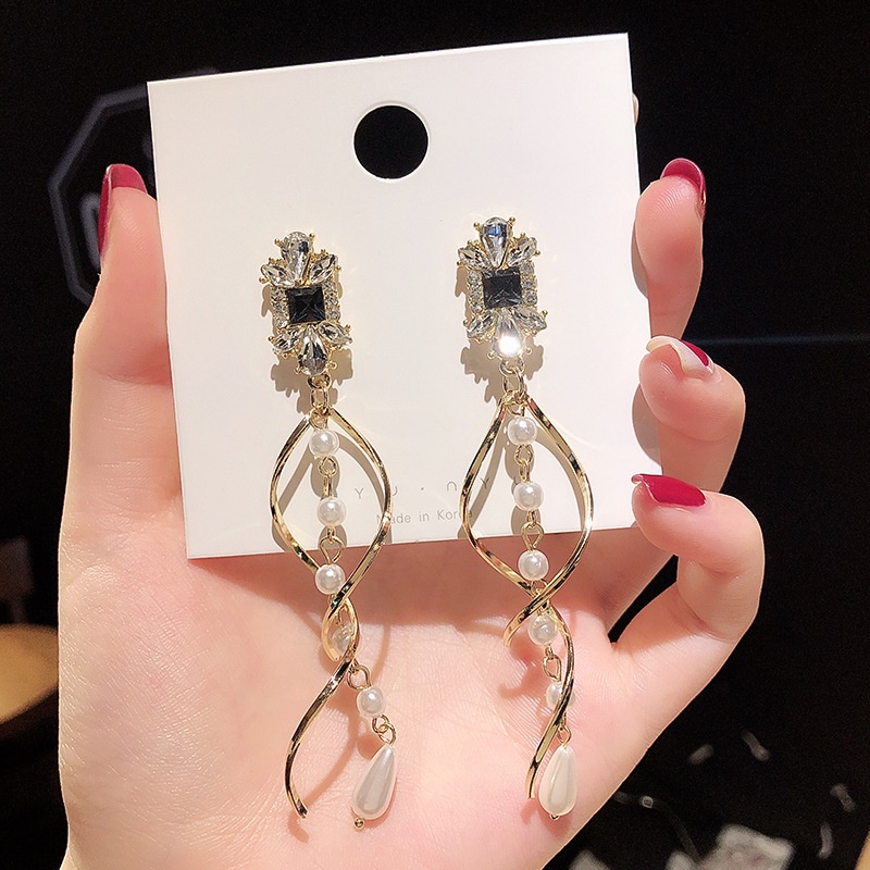 Shuling Fashion Wanita Anting925 Perak Jarum Anting Panjang Retro Mutiara Rumbai Drop Earrings Collection