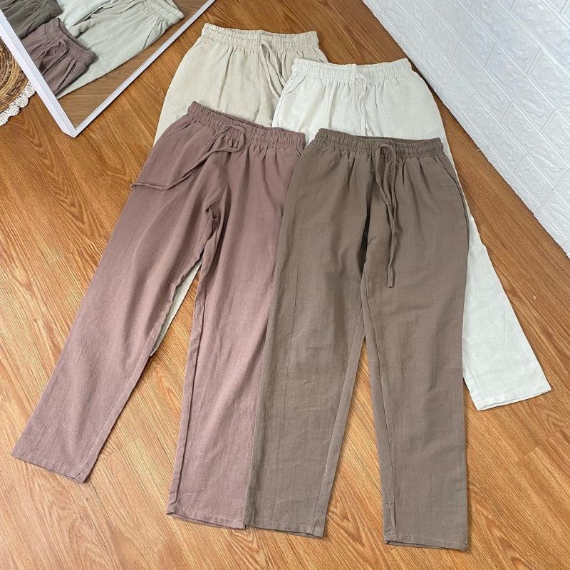 BAWAHAN WANITA CELANA KULOT LINEN VNDD-036      warna:       hijau mint, cream, army, bkusky, hitam 