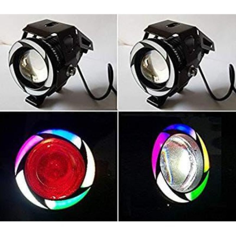 Lampu LED Tembak Sorot U7 5 Ring Transformer Cree AE DE Angel Eye Motor Mobil CR 5 Color 3 Mode Flash Sorot