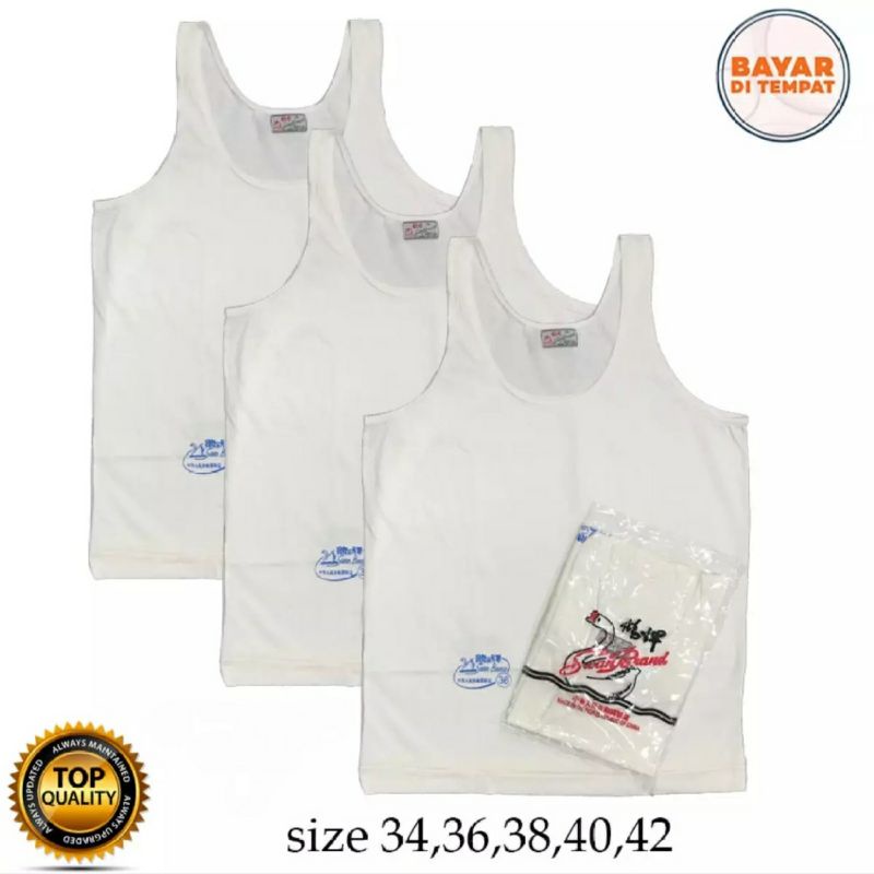 singlet  pria kaos kutang SWAN BRAND dalaman pria dewasa ukuran 34 36 38 40 42 44 46 48 warna putih  IMPORT CHINA