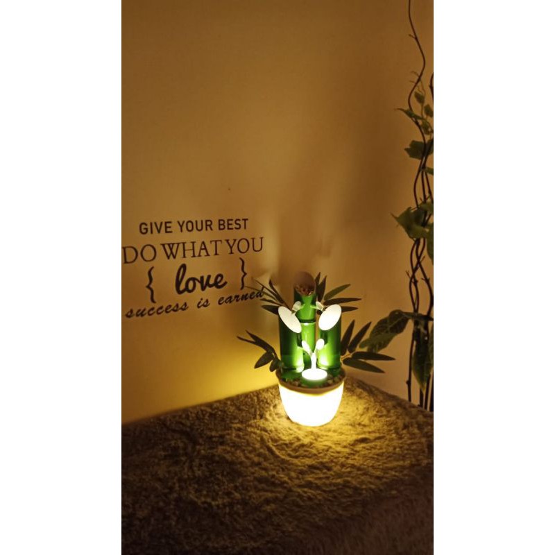 Aercur Air Mancur Bambu Mini hias meja taman kamar dekorasi rumah pot bunga tanaman lampu rak kaktus