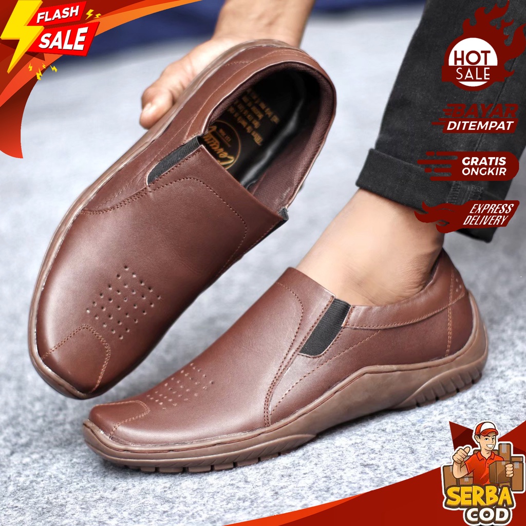 BDL 018 - Sepatu Slip On Tanpa Tali 100% Kulit Asli Casual Ori Import Fashion Style Lelaki Korea Ter