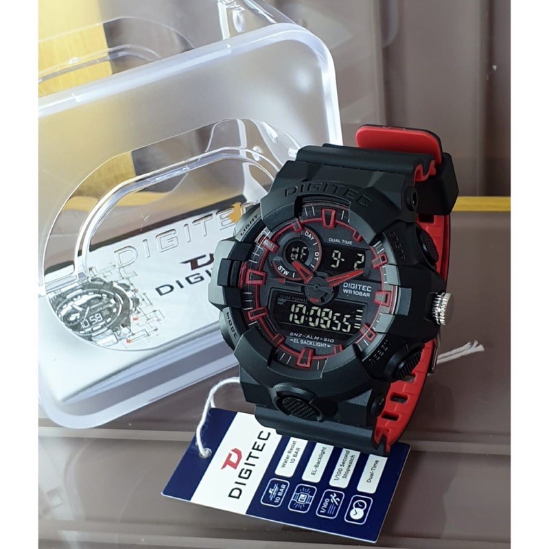 JAM TANGAN DIGITEC DG 4112 DG4112 PRIA RUBBER  DUAL TIME ORIGINAL