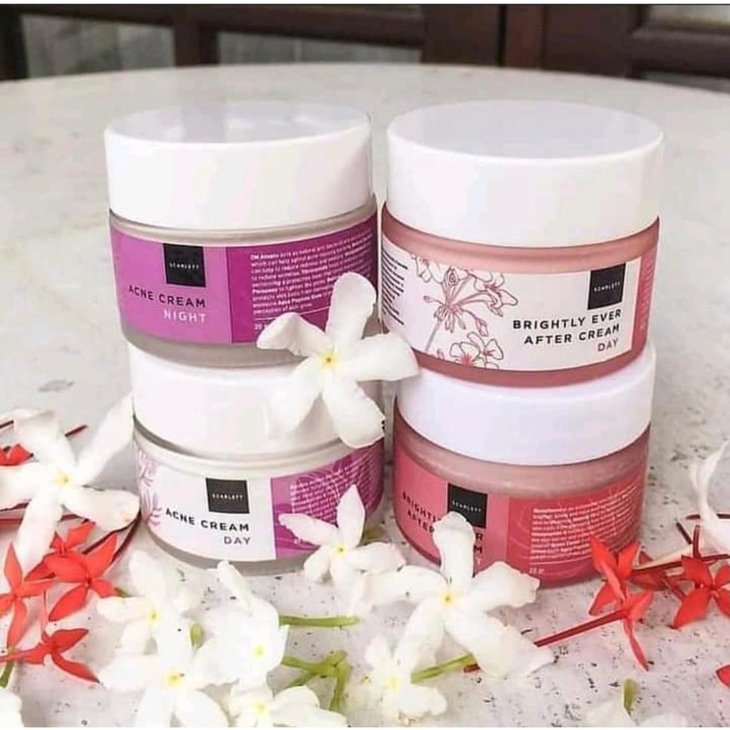 SCARLETT WHITENING CREAM & ACNE BRIGHTLY - DAY & NIGHT CREAM BPOM SCARLETT