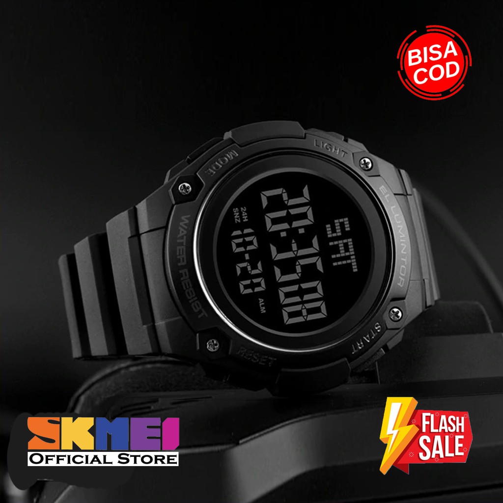 100% ORIGINAL SKMEI Digital Men Watch Jam Tangan Pria Anti Air 50m Karet PU Strap Flash Sale Murah