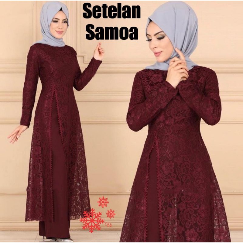 P01 Lv/ Stelan Maxi Brukat +Celana Kulot Terbaru 2020 / Set Maxi Terhist Model 2020/