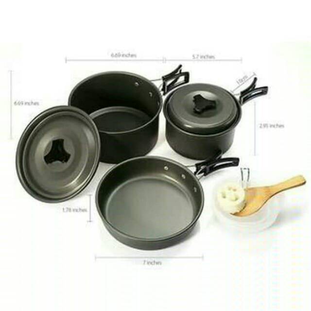 Cooking set DS300 Nesting 3-4 Person Peket wajan portable isi 3 Camping outdoor