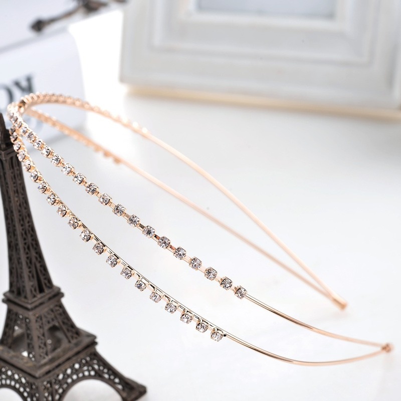 Alloy Headband Simple Pearl Diamond Hair Hoop Girls Korean Simple Hair Band