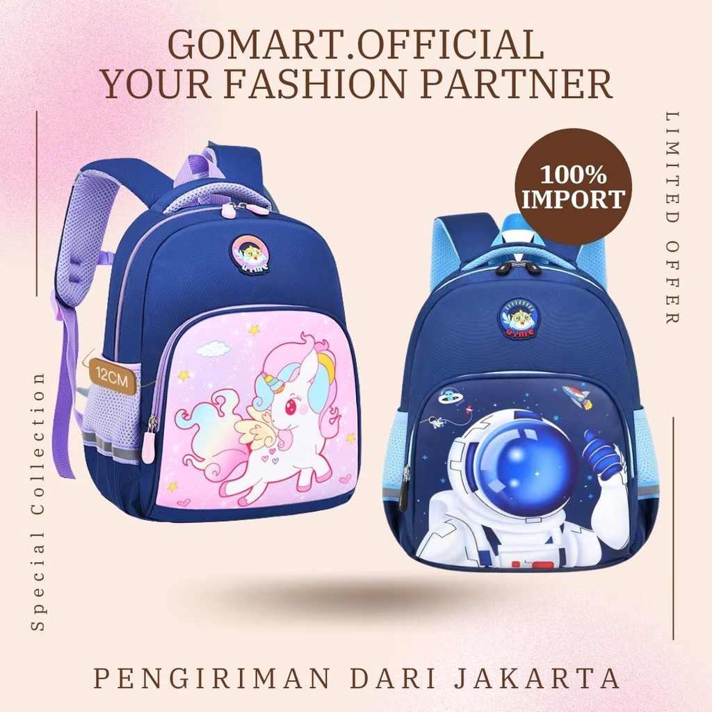 Tas Sekolah Anak Import Premium High Quality Terbaru - Tas Backpack Anak Motif Karakter Lucu -  Tas Ransel Anak Sekolah SD - Tas Anak Karakter Unicorn Captain America Ironman - Backpack Anak Sekolah Unisex [BK12]