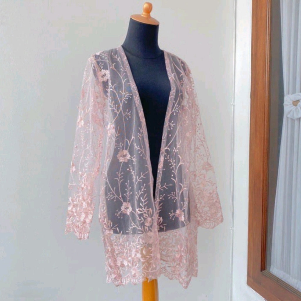 Cardigan outer dengan tile mutiara Warna &amp; Size | top Outer , outer kebaya, outer brokat, tulle Lux