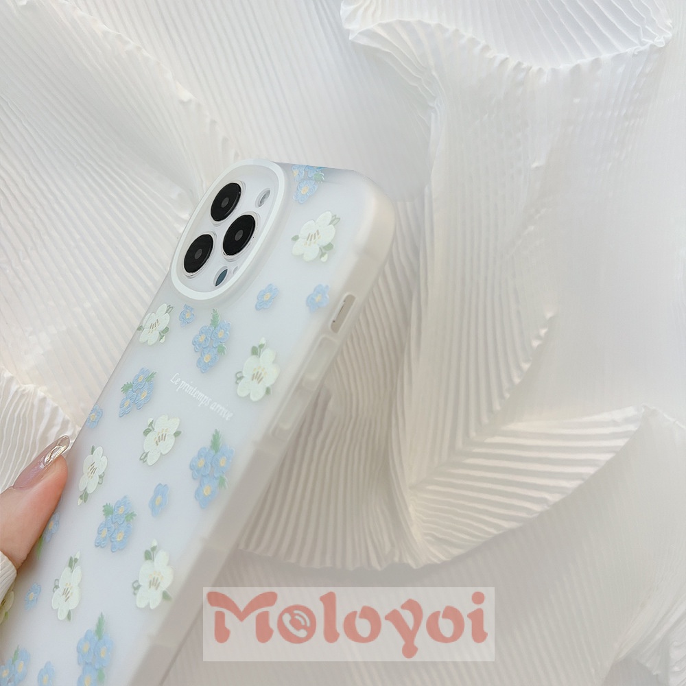 Soft Case TPU Transparan Motif Bunga Biru Putih Untuk IPhone 12 11 13 Pro MAX 7 8 Plus XR X XS MAX SE 2020