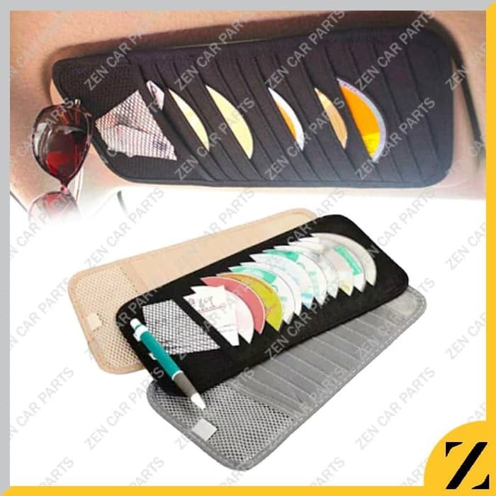Promo  Tempat CD Sun Visor mobil Kartu VCD DVD Cars Organizer Interior Holder - Abu-abu