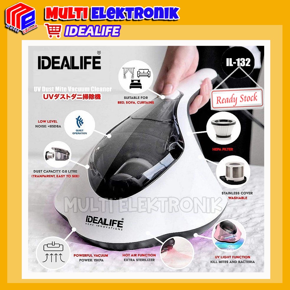 IDEALIFE Vacuum Cleaner Pembasmi Tungau dan Bakteri dengan Lampu UV Anti Bakteri  IL-132