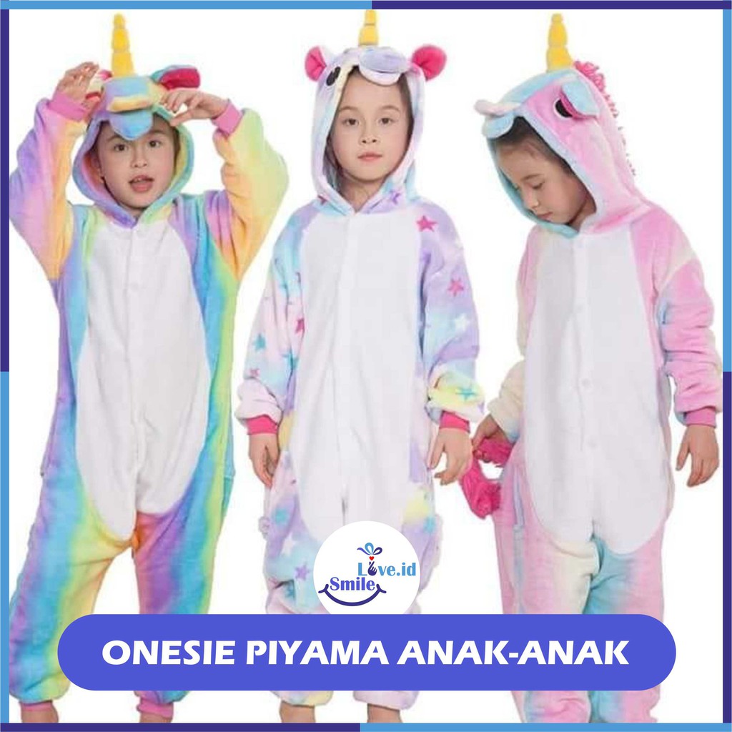 Onesie Kigurumi Costume Piyama Kid Unicorn Kostum Anak Payamas