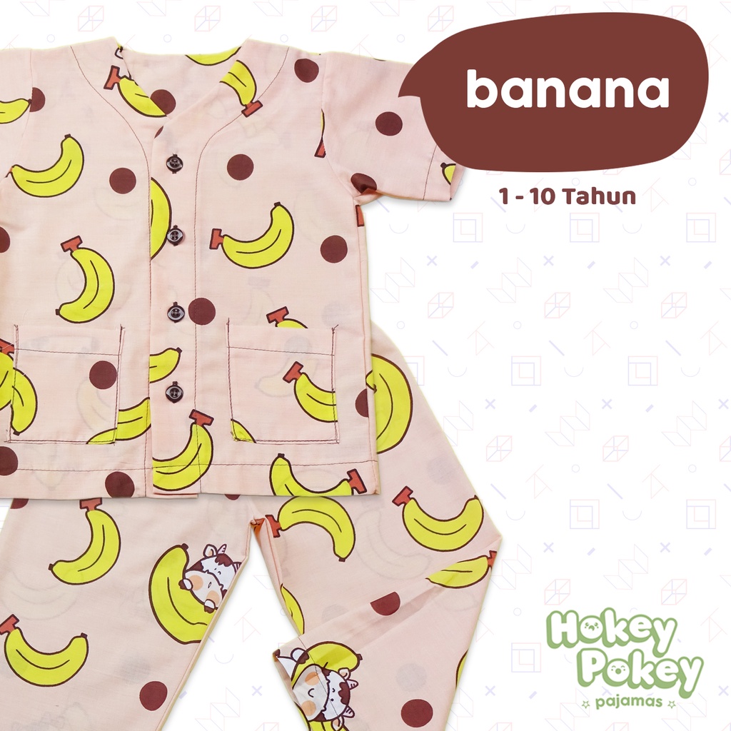 Setelan Baju Tidur Piyama Anak Tanpa Kerah Motif Banana