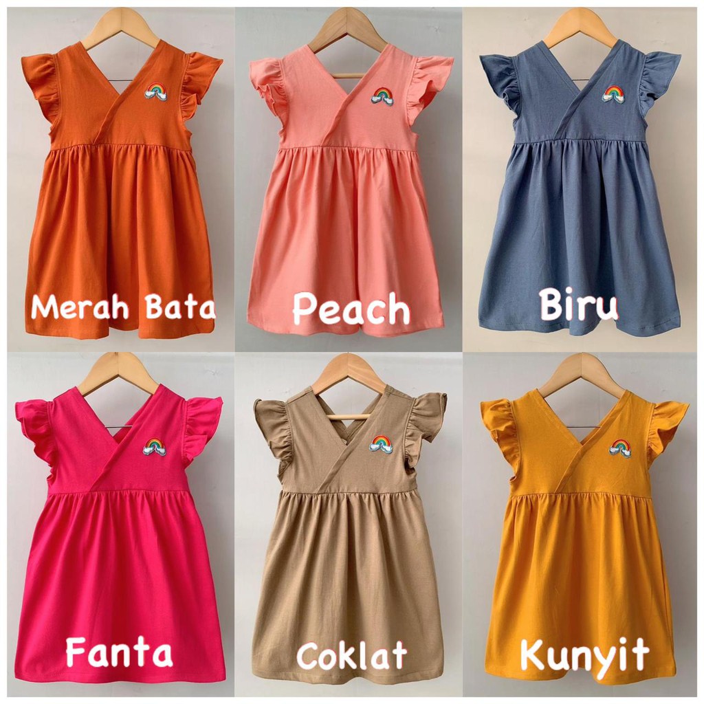 Dress Anak Bayi V Pelangi Mix Warna Size 1-5tahun-4