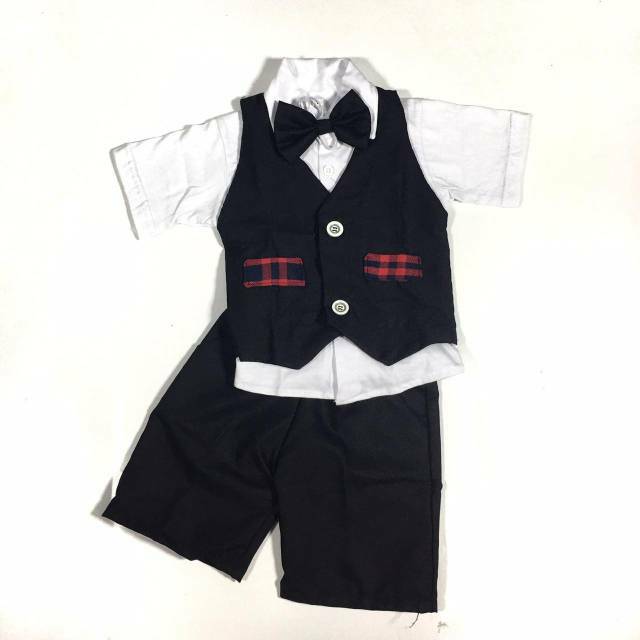 Setelan vest pesta baju anak bayi 3 bulan - 2 tahun kondangan tuxedo jas murah baby formal ulang kid