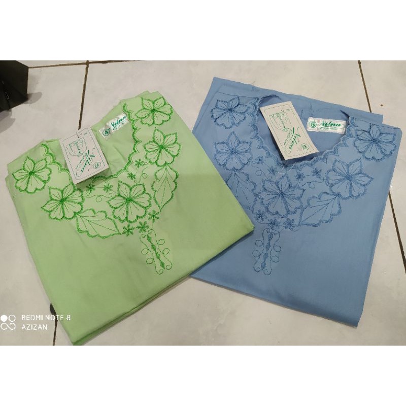 baju kurung putri sekolah madrasah/TPQ anak usia 4/5 - 13 th (warna putih hijau &amp; biru)