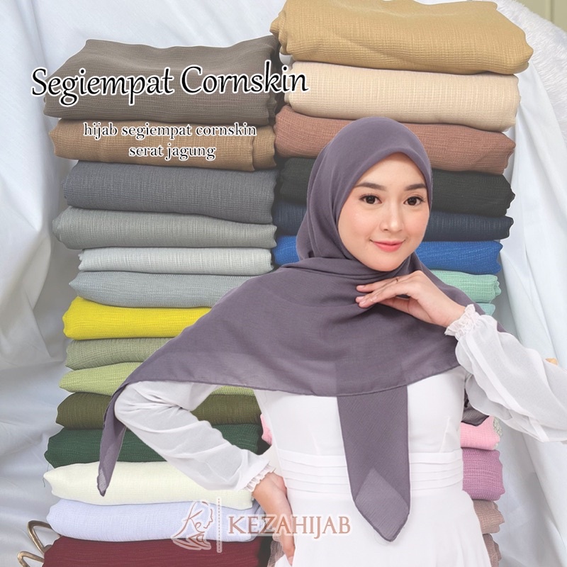 Keza - Segiempat CornskinHijab cornskin - Hijab Cornskin Jahit Tepi