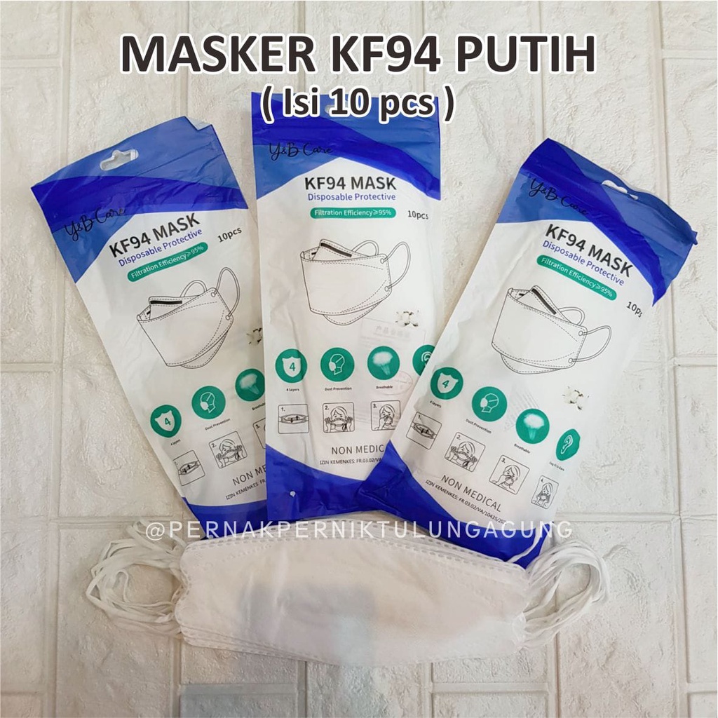 Masker KF94 Putih isi 10 - Masker KF94 Y&B Care Kemasan Plastik
