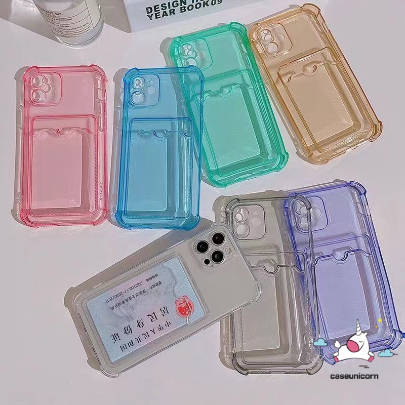 Case Tempat Kartu Bening Vivo Y02 Y02s Y16 Y22 Y35 Y22s Y12 Y15 Y17 Y21T Y33T Y11 Y20S Y20 Y12s Y20i Y12A Y11s Y20A Y20G Y30G Y21 2021 Y33S Y21S Y12i Soft Solid Color Sarung Anti Jatuh