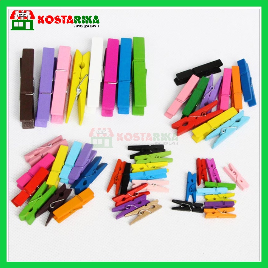 Penjepit Foto Warna Warni Wooden Clip Jepit Foto Photo Clip Wooden Peg 1 bungkus