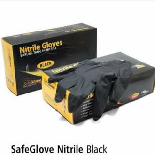 Sarung Tangan Gloves Nitrile Black SafeGlove Handscoon Sarung Tangan Gloves Nitrile Black SafeGlove Handscoon