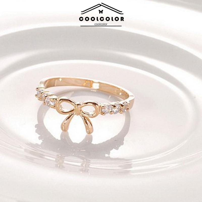 COD❤️Cincin Kupu-kupu Emas Berlian Sederhana Wanita Korea Fashion Ring Jewelry Perhiasan Aksesoris Hadiah Ulang Tahun Ready Stock