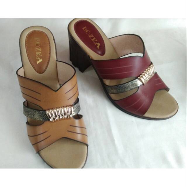 Sandal wanita Bozka h2 maroon/camel