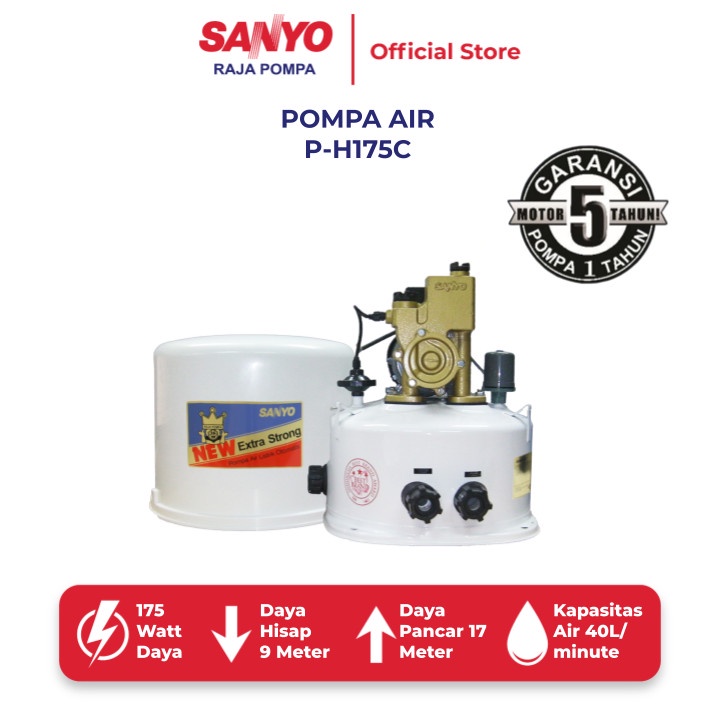 SANYO P-H175C / PH175C Mesin Pompa Air Sanyo Otomatis - Shallow Well Pump