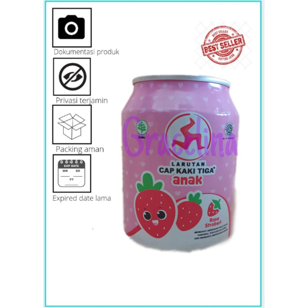 

Larutan Cap Kaki Tiga Anak Strawberry 250 ml