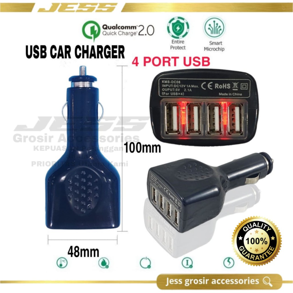 Car Charger 4 Port USB Casan Mobil Charger Saver Advance Super Fast Charging KMS-DC08 High Quality