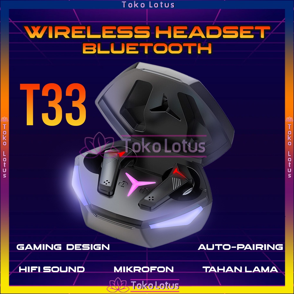 [2022 TERBaru!!!] Headset  TWS T33 Bluetooth PC Gaming No Delay  Gamer Earphone Full Bass Stereo handsfree Latensi Rendah Dengan Mikrofon