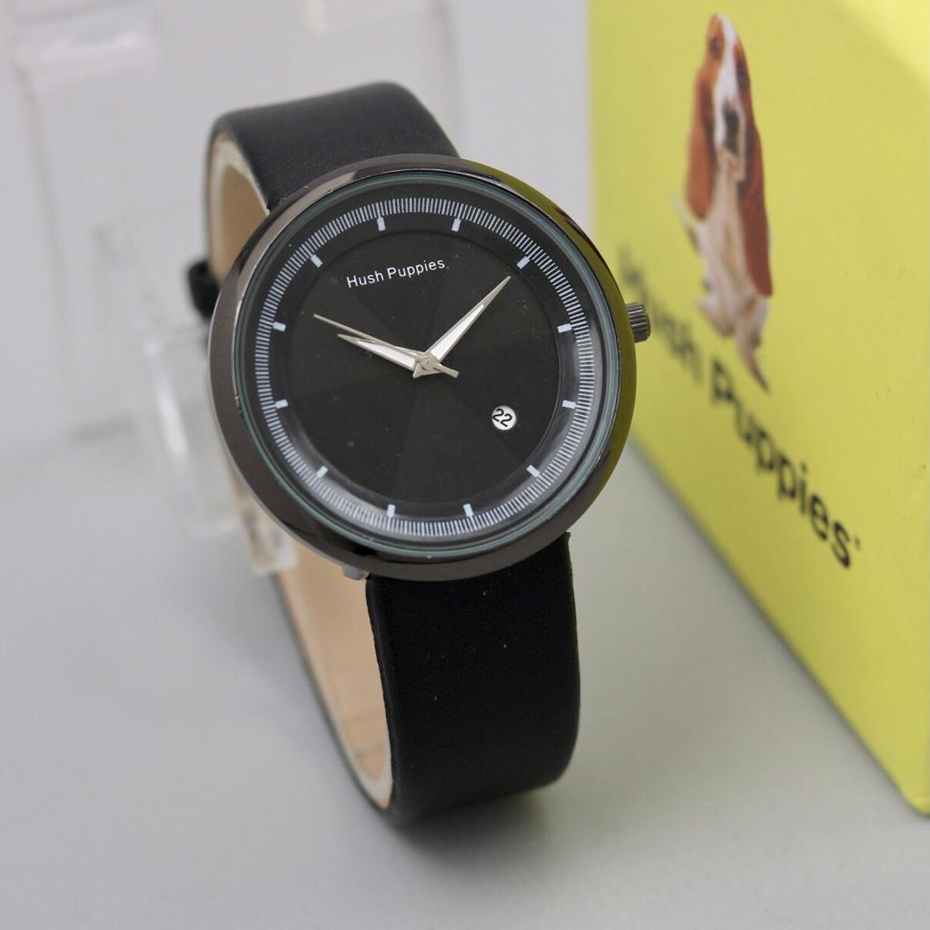 Best Seller  Jam Tangan Pria/Wanita Hush Puppies 4255-PW Tali Kulit Tanggal Aktif Free Box Ori & Bat