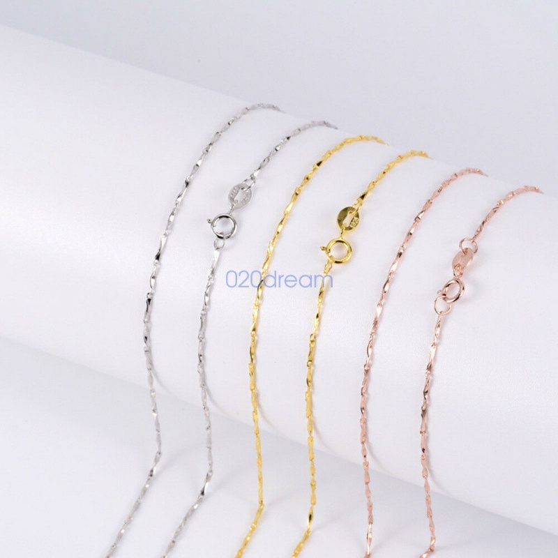 Rantai Emas 18k 【Barang spot】 1.0mm Nyata 925 kalung perak murni 16-24 &quot;inci Ingot Rantai Kalung Mawar  Emas Dicap