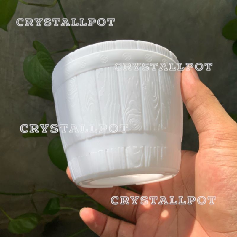 pot bunga tanaman motif gentong kayu putih 10cm - lovenia 12