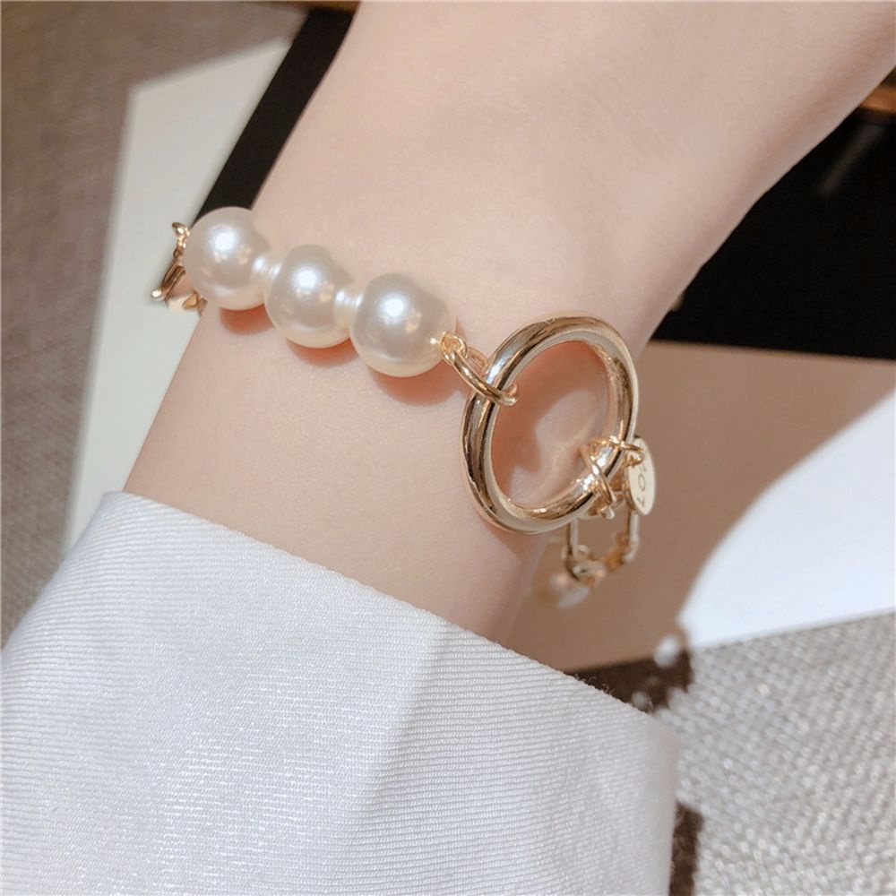 Needway  Retro Couple Chain Korean Fashion Jewelry Pearl Bracelet Circle Punk Female Geometric Square Adjustable Flowers