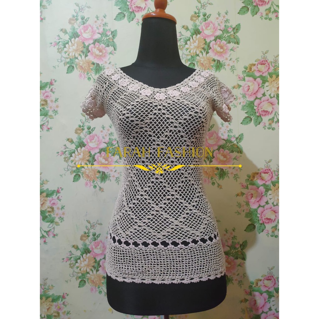 FF008 OUTER/ CARDI/ ATASAN/ BLOUSE/ ROMPI RAJUT JARING IMPORT PREMIUM/ BRUKAT PUTIH ANAK REMAJA