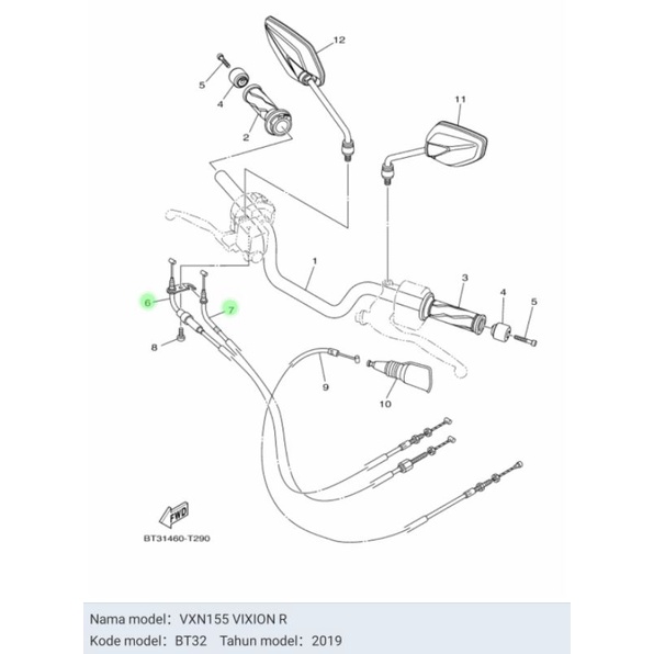 TALI KABEL GAS VIXION R ASLI ORI YAMAHA BT3 F6311 10 &amp; BT3 F6312 10